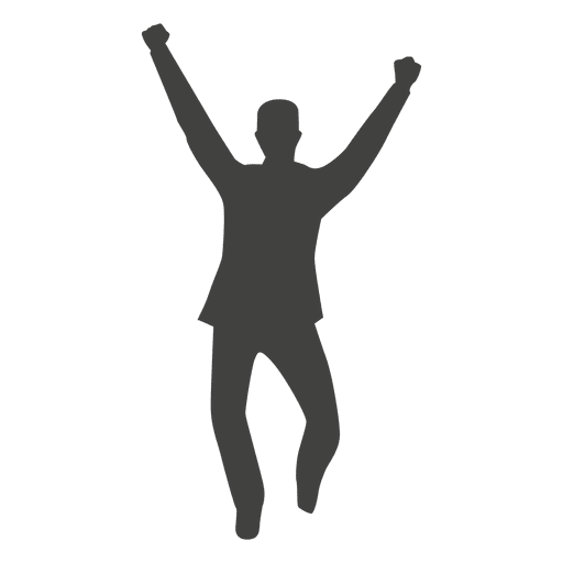 Boy raising hands silhouette PNG Design