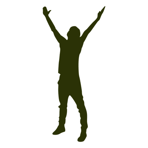 Boy raising hands silhouette 4 PNG Design