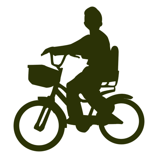 Boy riding bicycle silhouette PNG Design