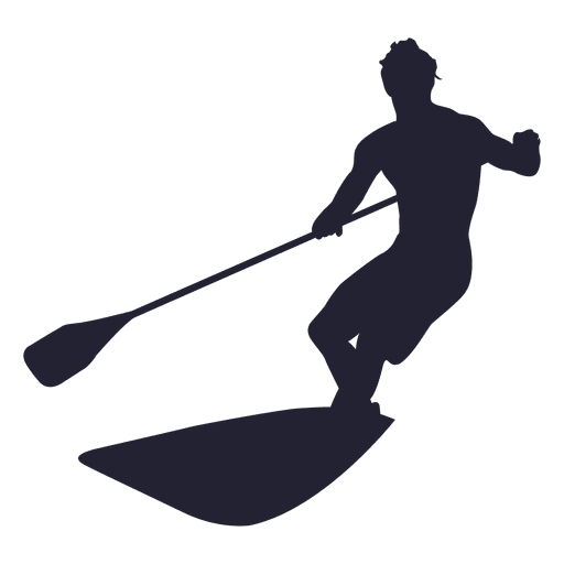 Boy rowing surfingboat silhouette PNG Design