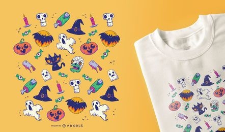 Diseño de camiseta de patrón de Halloween