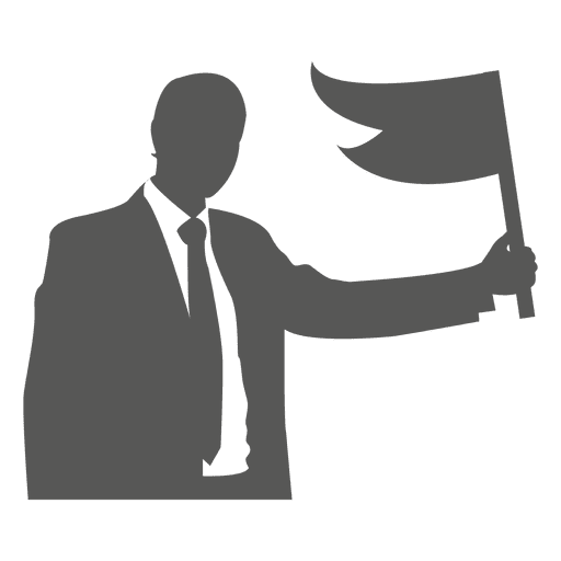 Empresário segurando ícone de bandeira Desenho PNG