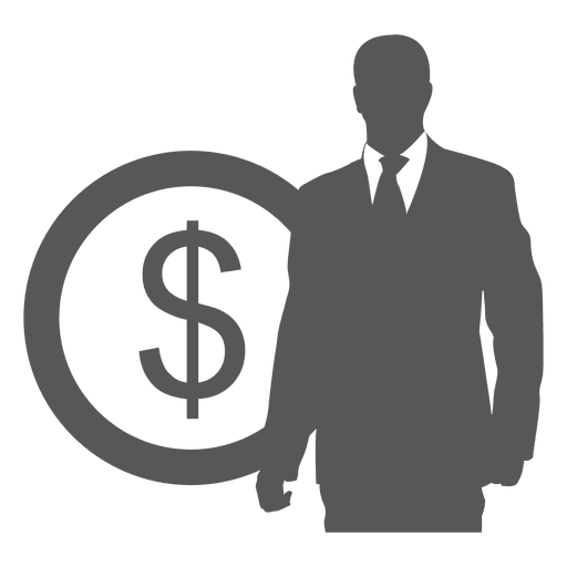 Businessman in front coin icon