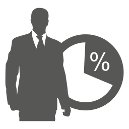 Empresario en icono de pastel frontal Diseño PNG