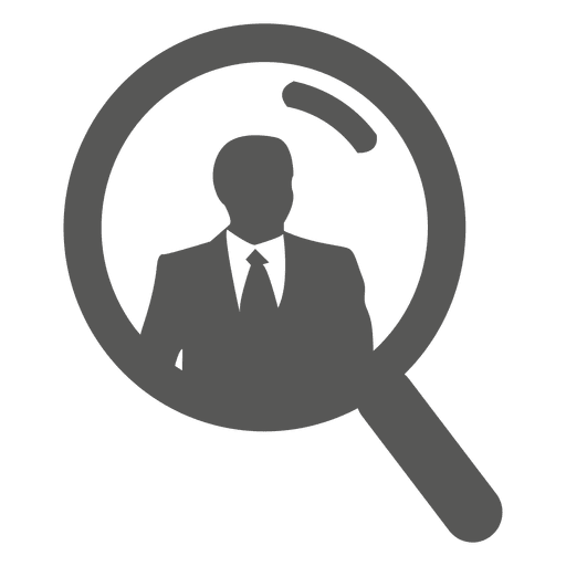 Businessman on magnifier icon