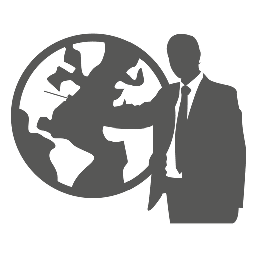 Businessman pointing globe icon PNG Design