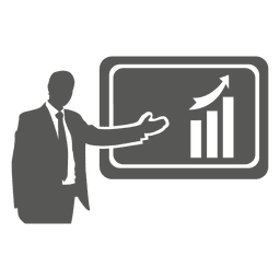 Empresário apresentando gráfico a bordo Desenho PNG