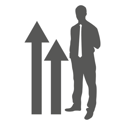 Businessman standing growing graph icon PNG Design