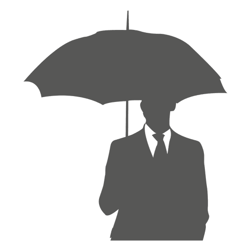 Empresario bajo el icono de paraguas