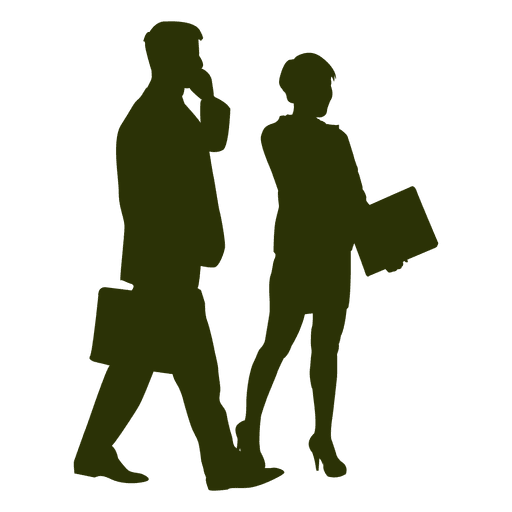 Businessman with assistant silhouette PNG Design