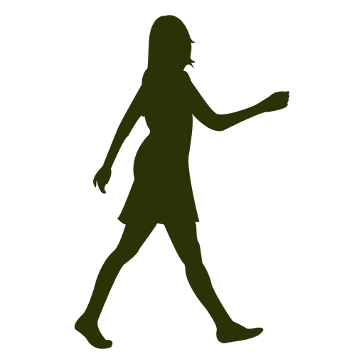 Busy girl walking silhouette