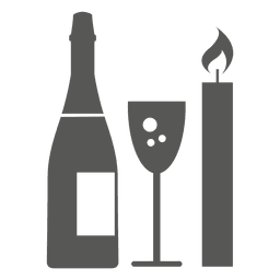 Champagne bottle glass candle PNG Design