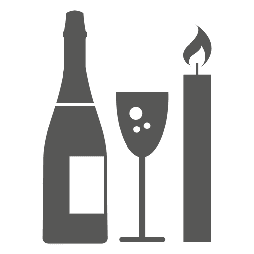 Champagne bottle glass candle PNG Design