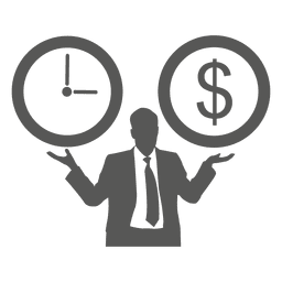 Clock dollar on businessman's hands PNG Design