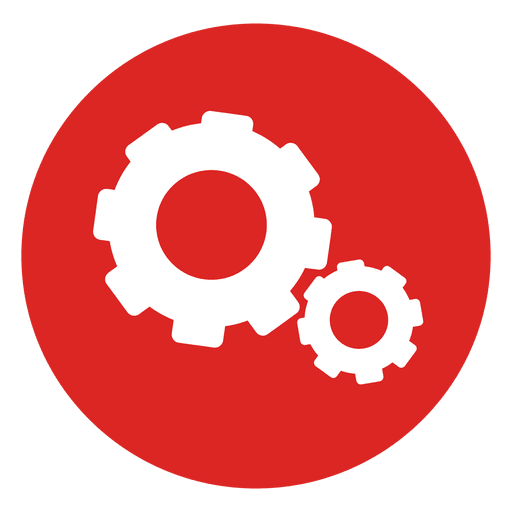 Icono de círculo rojo de ruedas dentadas Diseño PNG