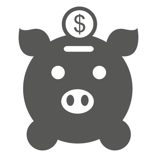 Coin inserting pig bank icon