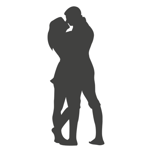 silhouette couple kissing