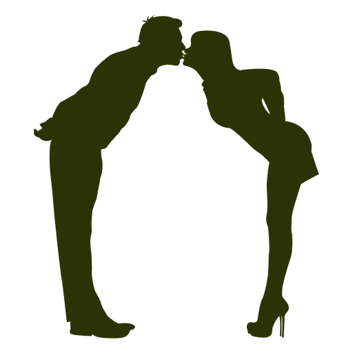 Couple kissing with love silhouette PNG Design