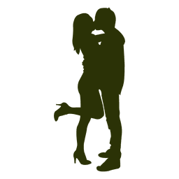 Pareja besándose silueta 7 Diseño PNG