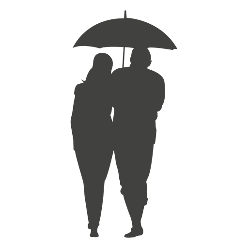 Couple under umbrella silhouette PNG Design