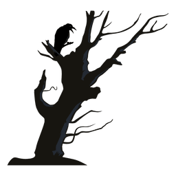 Cuervo en árbol torcido Diseño PNG