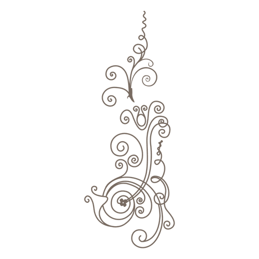 Curvy lines floral ornament PNG Design