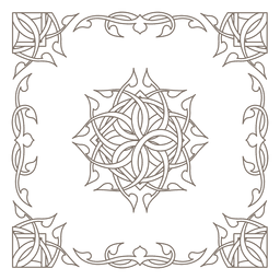 Decoración de esquina de remolinos con curvas. Diseño PNG
