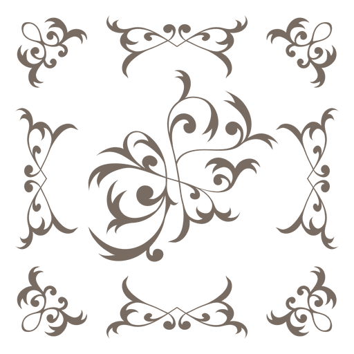 Decorative frame floral swirls inside PNG Design