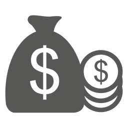 Icono de bolsa y monedas de dólar Transparent PNG