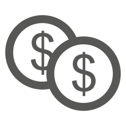 Ícone plano de moedas de dólar Desenho PNG