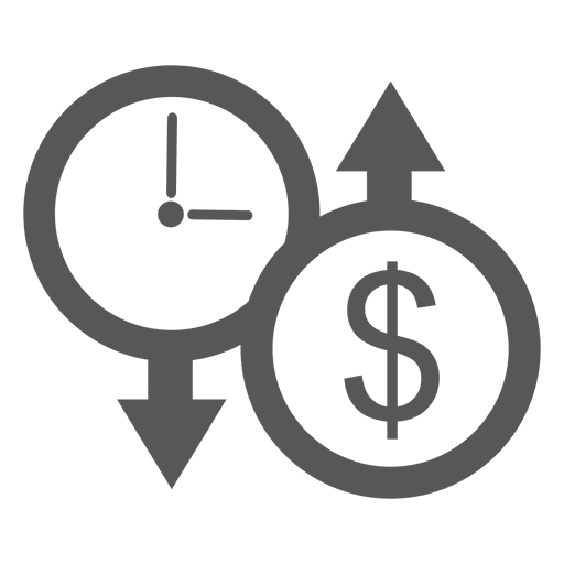 Down clock up dollar icon PNG Design