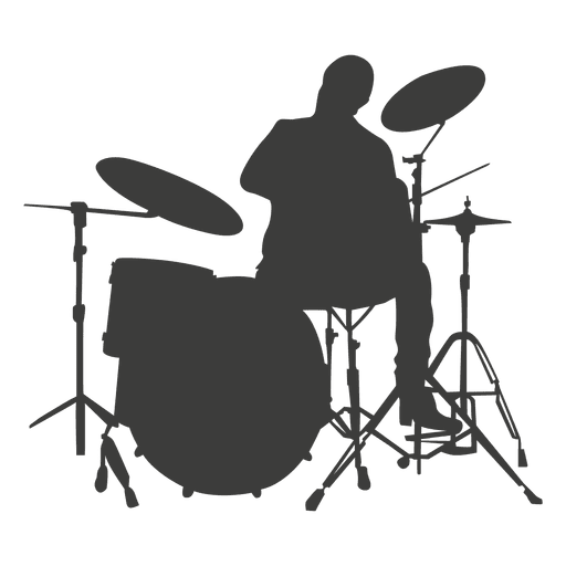 Silueta de músico baterista Diseño PNG