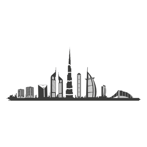 Silueta del horizonte de dubai Diseño PNG