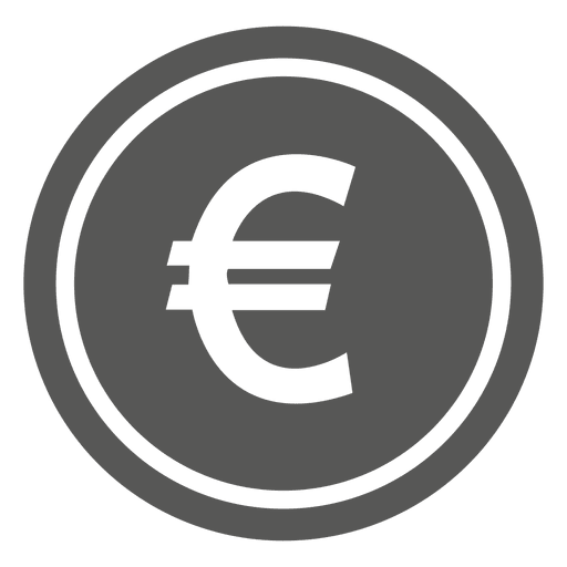Ícone de moeda Euro plana Desenho PNG