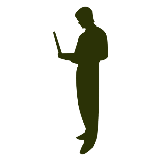 Executive holding laptop silhouette
