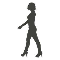 Silueta de niña de moda caminando Diseño PNG