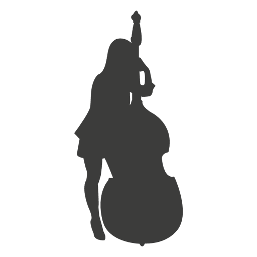 Silueta de m?sico de violonchelo femenino Diseño PNG