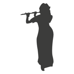 Female flute musician silhouette PNG Design Transparent PNG