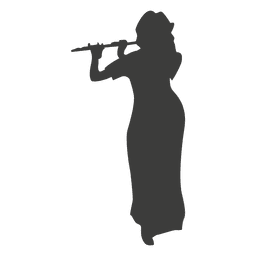 Silueta de músico de flauta femenina Diseño PNG