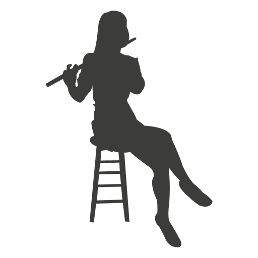 Female flute player silhouette Transparent PNG & SVG vector file
