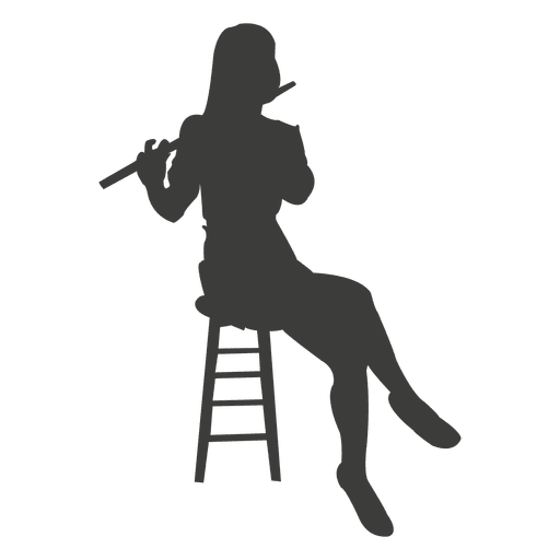 Weibliche Flötenspielersilhouette PNG-Design