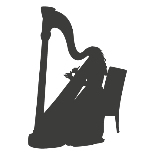 Weibliches Harfenspielerschattenbild PNG-Design