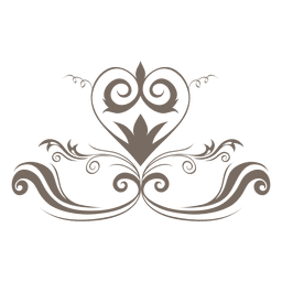 Esquina del corazón de curvas florales Diseño PNG