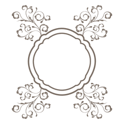 Adorno floral marco redondo Diseño PNG