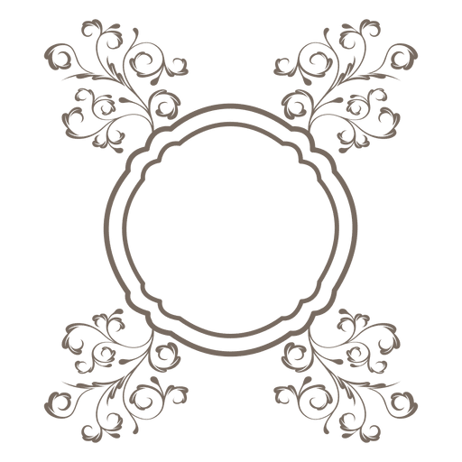 Adorno floral marco redondo Diseño PNG