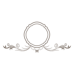 Remolinos florales con marco redondo adornado. Diseño PNG