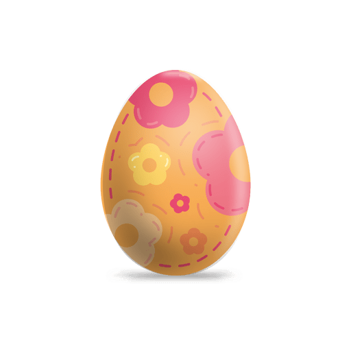 Huevo de pascua pintado con flores Diseño PNG