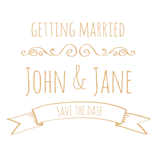Getting married wedding label 4 PNG Design