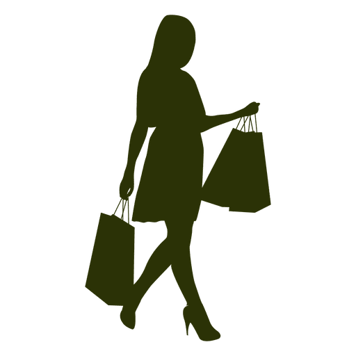 Download Girl siljouette carrying shopping bags - Transparent PNG ...