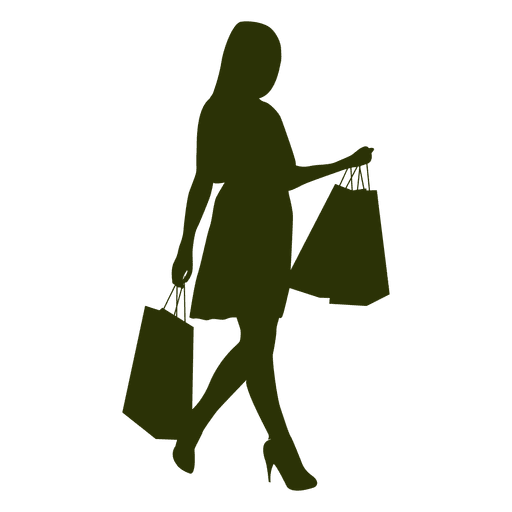 Girl siljouette carrying shopping bags PNG Design